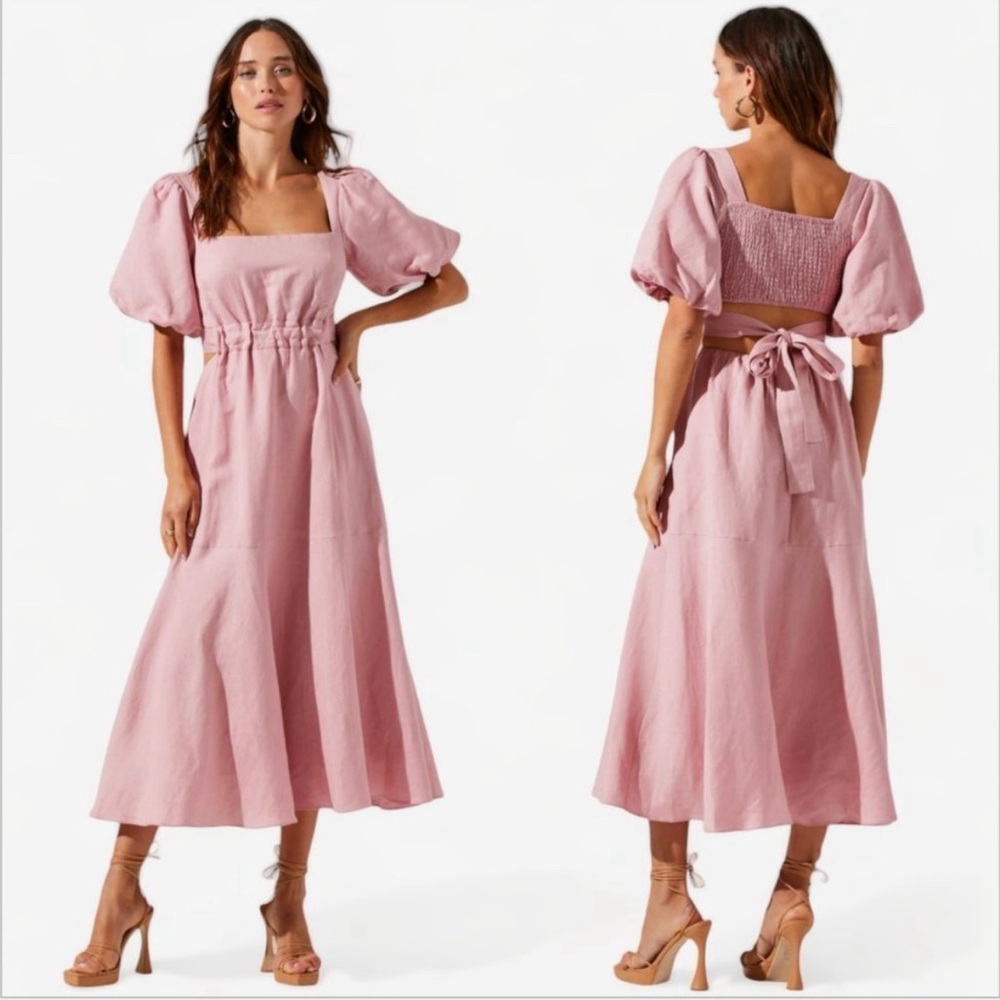 ASTR Dusty Rose Puff Sleeve Dress